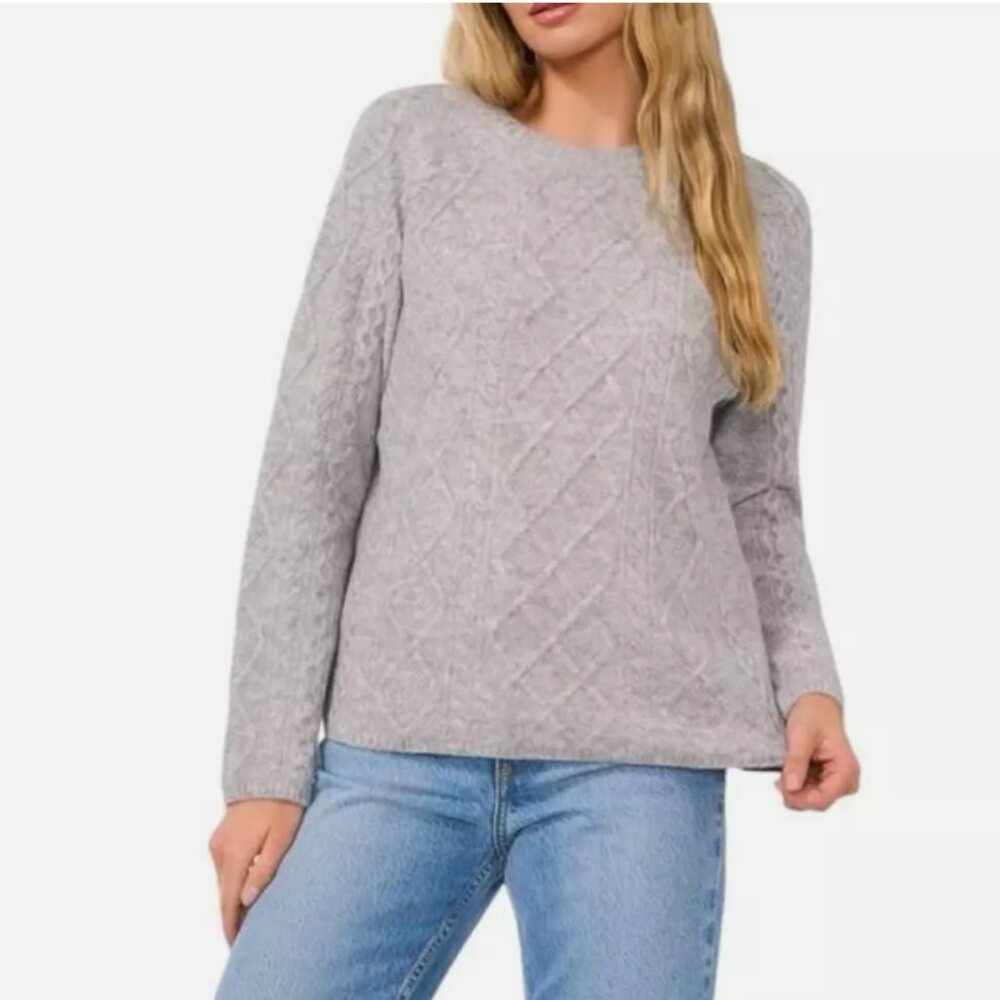 Vince Camuto Women's Cable Sweater - Light Heather Grey - Size XS